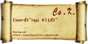 Cserényi Klió névjegykártya